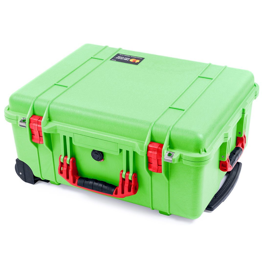 Pelican 1560 Case, Lime Green with Red Handles & Latches ColorCase 