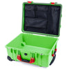 Pelican 1560 Case, Lime Green with Red Handles & Latches Mesh Lid Organizer Only ColorCase 015600-0100-300-320
