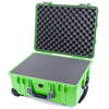 Pelican 1560 Case, Lime Green with Silver Handles & Latches Pick & Pluck Foam with Convolute Lid Foam ColorCase 015600-0001-300-180