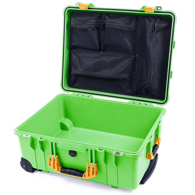 Pelican 1560 Case, Lime Green with Yellow Handles & Latches Mesh Lid Organizer Only ColorCase 015600-0100-300-240
