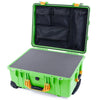 Pelican 1560 Case, Lime Green with Yellow Handles & Latches Pick & Pluck Foam with Mesh Lid Organizer ColorCase 015600-0101-300-240