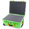 Pelican 1560 Case, Lime Green with Yellow Handles & Latches Pick & Pluck Foam with Convolute Lid Foam ColorCase 015600-0001-300-240