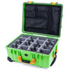 Pelican 1560 Case, Lime Green with Yellow Handles & Latches Gray Padded Microfiber Dividers with Mesh Lid Organizer ColorCase 015600-0170-300-240