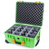 Pelican 1560 Case, Lime Green with Yellow Handles & Latches Gray Padded Microfiber Dividers with Convolute Lid Foam ColorCase 015600-0070-300-240