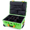 Pelican 1560 Case, Lime Green with Yellow Handles & Latches TrekPak Divider System with Computer Pouch ColorCase 015600-0220-300-240