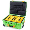 Pelican 1560 Case, Lime Green with Yellow Handles & Latches Yellow Padded Microfiber Dividers with Computer Pouch ColorCase 015600-0210-300-240