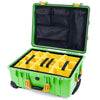 Pelican 1560 Case, Lime Green with Yellow Handles & Latches Yellow Padded Microfiber Dividers with Mesh Lid Organizer ColorCase 015600-0110-300-240