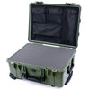 Pelican 1560 Case, OD Green with Black Handles & Latches Pick & Pluck Foam with Mesh Lid Organizer ColorCase 015600-0101-130-110