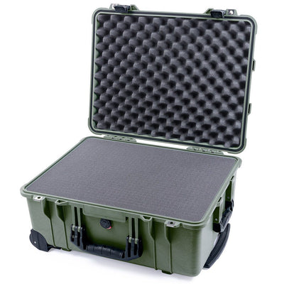 Pelican 1560 Case, OD Green with Black Handles & Latches Pick & Pluck Foam with Convolute Lid Foam ColorCase 015600-0001-130-110