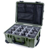 Pelican 1560 Case, OD Green with Black Handles & Latches Gray Padded Microfiber Dividers with Mesh Lid Organizer ColorCase 015600-0170-130-110