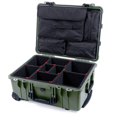 Pelican 1560 Case, OD Green with Black Handles & Latches TrekPak Divider System with Computer Pouch ColorCase 015600-0220-130-110