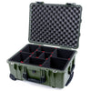 Pelican 1560 Case, OD Green with Black Handles & Latches TrekPak Divider System with Convolute Lid Foam ColorCase 015600-0020-130-110