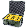 Pelican 1560 Case, OD Green with Black Handles & Latches Yellow Padded Microfiber Dividers with Convolute Lid Foam ColorCase 015600-0010-130-110
