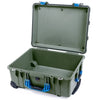Pelican 1560 Case, OD Green with Blue Handles & Latches None (Case Only) ColorCase 015600-0000-130-120