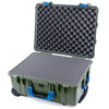 Pelican 1560 Case, OD Green with Blue Handles & Latches Pick & Pluck Foam with Convolute Lid Foam ColorCase 015600-0001-130-120