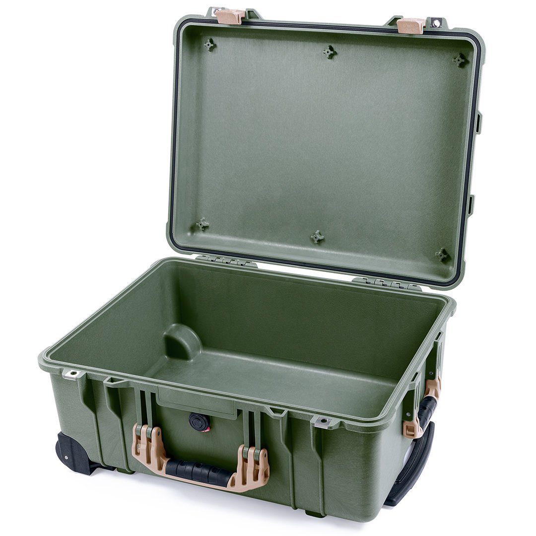 Pelican 1560 Case, OD Green with Desert Tan Handles &amp; Latches None (Case Only) ColorCase 015600-0000-130-310