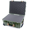 Pelican 1560 Case, OD Green with Desert Tan Handles & Latches Pick & Pluck Foam with Convolute Lid Foam ColorCase 015600-0001-130-310