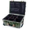Pelican 1560 Case, OD Green with Desert Tan Handles & Latches TrekPak Divider System with Mesh Lid Organizer ColorCase 015600-0120-130-310
