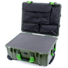 Pelican 1560 Case, OD Green with Lime Green Handles & Latches Pick & Pluck Foam with Computer Pouch ColorCase 015600-0201-130-300