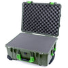 Pelican 1560 Case, OD Green with Lime Green Handles & Latches Pick & Pluck Foam with Convolute Lid Foam ColorCase 015600-0001-130-300