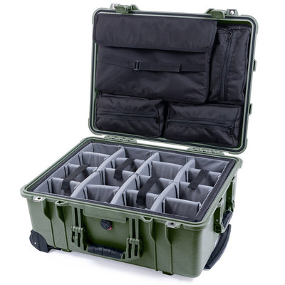 Pelican 1560 Case, OD Green Gray Padded Microfiber Dividers with Computer Pouch ColorCase 015600-0270-130-130