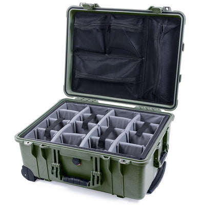 Pelican 1560 Case, OD Green Gray Padded Microfiber Dividers with Mesh Lid Organizer ColorCase 015600-0170-130-130