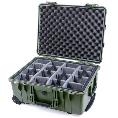 Pelican 1560 Case, OD Green Gray Padded Microfiber Dividers with Convolute Lid Foam ColorCase 015600-0070-130-130