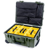 Pelican 1560 Case, OD Green Yellow Padded Microfiber Dividers with Computer Pouch ColorCase 015600-0210-130-130