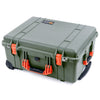 Pelican 1560 Case, OD Green with Orange Handles & Latches ColorCase