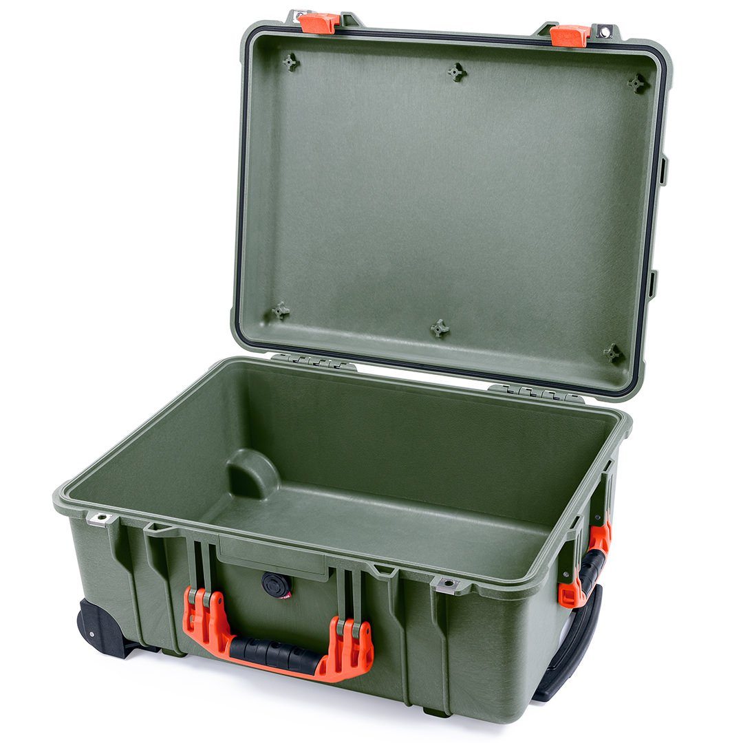 Pelican 1560 Case, OD Green with Orange Handles &amp; Latches None (Case Only) ColorCase 015600-0000-130-150