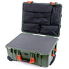 Pelican 1560 Case, OD Green with Orange Handles & Latches Pick & Pluck Foam with Computer Pouch ColorCase 015600-0201-130-150