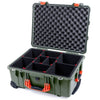 Pelican 1560 Case, OD Green with Orange Handles & Latches TrekPak Divider System with Convolute Lid Foam ColorCase 015600-0020-130-150