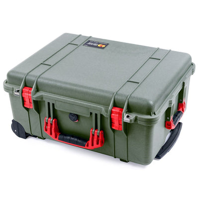 Pelican 1560 Case, OD Green with Red Handles & Latches ColorCase