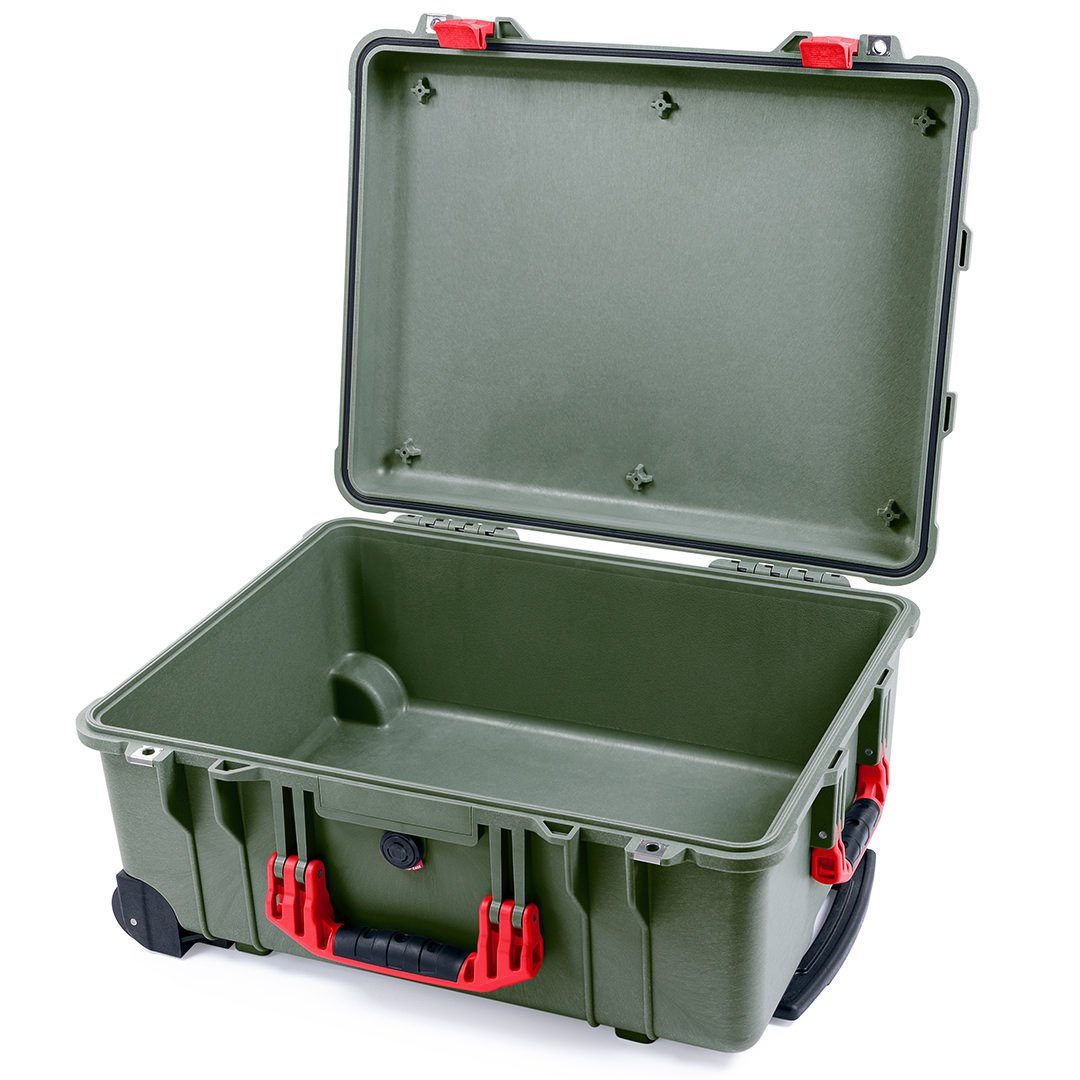 Pelican 1560 Case, OD Green with Red Handles &amp; Latches None (Case Only) ColorCase 015600-0000-130-320