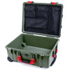 Pelican 1560 Case, OD Green with Red Handles & Latches Mesh Lid Organizer Only ColorCase 015600-0100-130-320