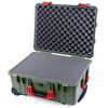 Pelican 1560 Case, OD Green with Red Handles & Latches Pick & Pluck Foam with Convolute Lid Foam ColorCase 015600-0001-130-320