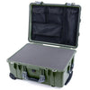 Pelican 1560 Case, OD Green with Silver Handles & Latches Pick & Pluck Foam with Mesh Lid Organizer ColorCase 015600-0101-130-180