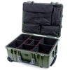 Pelican 1560 Case, OD Green with Silver Handles & Latches TrekPak Divider System with Computer Pouch ColorCase 015600-0220-130-180