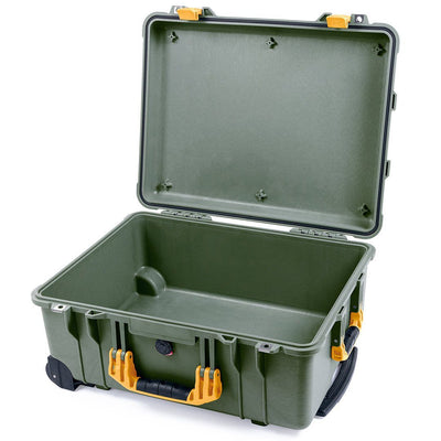 Pelican 1560 Case, OD Green with Yellow Handles & Latches None (Case Only) ColorCase 015600-0000-130-240