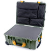 Pelican 1560 Case, OD Green with Yellow Handles & Latches Pick & Pluck Foam with Computer Pouch ColorCase 015600-0201-130-240