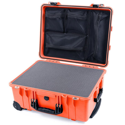 Pelican 1560 Case, Orange with Black Handles & Latches Pick & Pluck Foam with Mesh Lid Organizer ColorCase 015600-0101-150-110