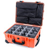Pelican 1560 Case, Orange with Black Handles & Latches Gray Padded Microfiber Dividers with Computer Pouch ColorCase 015600-0270-150-110