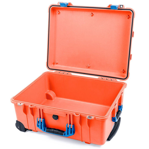 Pelican 1560 Case, Orange with Blue Handles & Latches