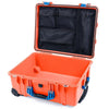Pelican 1560 Case, Orange with Blue Handles & Latches Mesh Lid Organizer Only ColorCase 015600-0100-150-120
