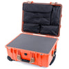 Pelican 1560 Case, Orange with Desert Tan Handles & Latches Pick & Pluck Foam with Computer Pouch ColorCase 015600-0201-150-310