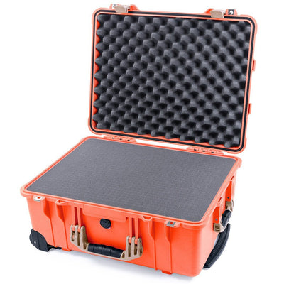 Pelican 1560 Case, Orange with Desert Tan Handles & Latches Pick & Pluck Foam with Convolute Lid Foam ColorCase 015600-0001-150-310