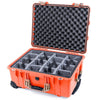 Pelican 1560 Case, Orange with Desert Tan Handles & Latches Gray Padded Microfiber Dividers with Convolute Lid Foam ColorCase 015600-0070-150-310