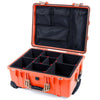 Pelican 1560 Case, Orange with Desert Tan Handles & Latches TrekPak Divider System with Mesh Lid Organizer ColorCase 015600-0120-150-310
