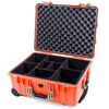 Pelican 1560 Case, Orange with Desert Tan Handles & Latches TrekPak Divider System with Convolute Lid Foam ColorCase 015600-0020-150-310
