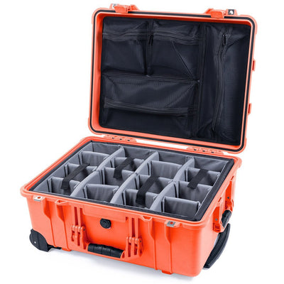 Pelican 1560 Case, Orange Gray Padded Microfiber Dividers with Mesh Lid Organizer ColorCase 015600-0170-150-150